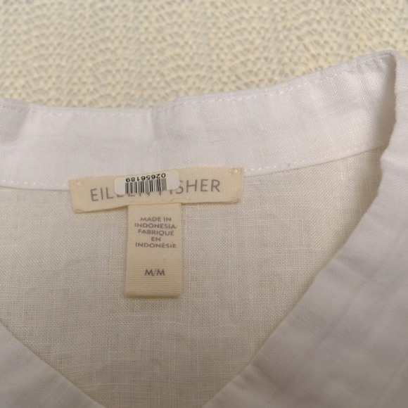 Eileen Fisher White Sleeveless Button Front Tunic Top Minimal Linen Core Medium - Picture 5 of 5